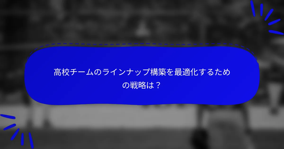 高校チームのラインナップ構築を最適化するための戦略は？