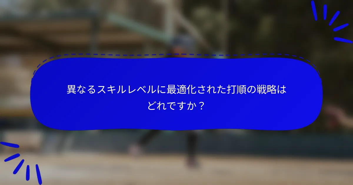 異なるスキルレベルに最適化された打順の戦略はどれですか？